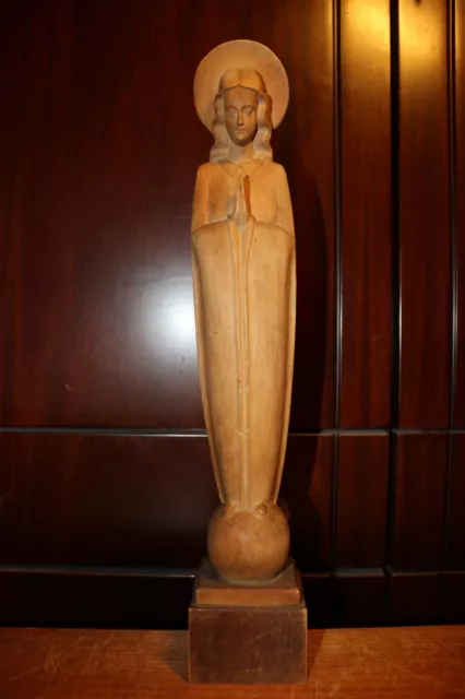 Antique 16" Wood Hand Carved Our Lady Virgin Mary Madonna Immaculate Statue Gift