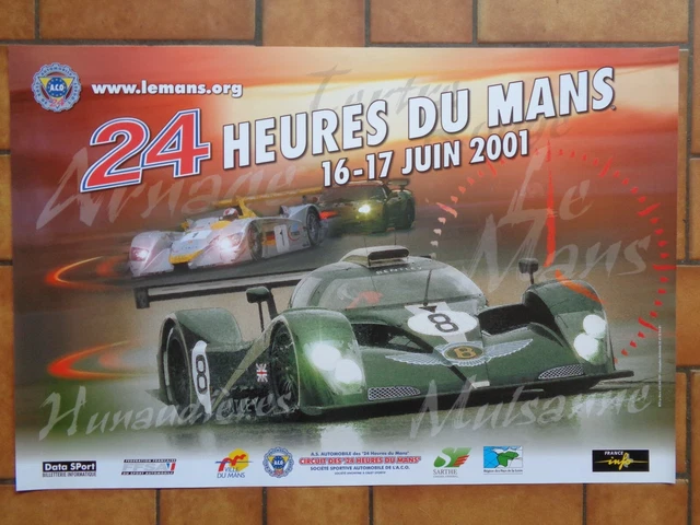Affiche Originale 24 Heures Du Mans - Vintage Auto Moto - Poster Course Automobile