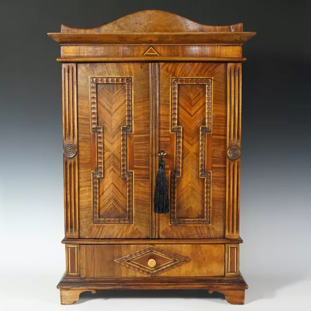 Antique Salesman Sample Wood Table Top Cabinet Miniature Doll Furniture Armoire