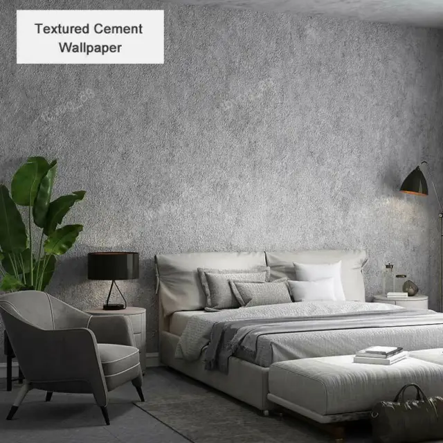 AU 10M Cement Concrete Wallpaper Modern Textured Rustic Slate Grey Wallpaper