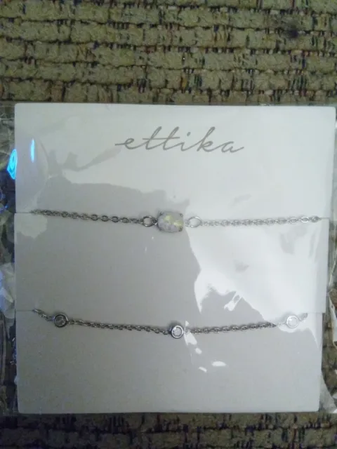 ETTIKA Opal Bracelet & Rhinestone Station Bracelet Set