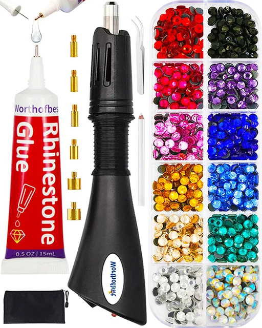 Kit de deslumbramiento aplicador Hotfix con diamantes de imitación herramienta de revisión para ropa artesanal