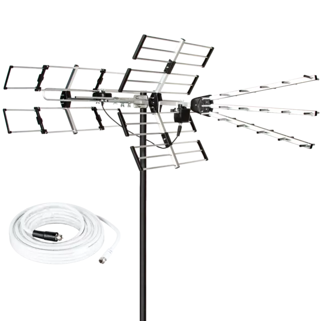 Yagi Antenna Outdoor Long Range 24 Elements 4K Crystal Clear ATSC 3 UHF VHF 2024