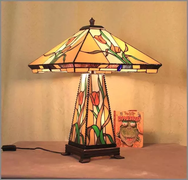 Große Tiffany Stand Tisch Lampe Tischlampe Tulpe Tiffanylampe GN129