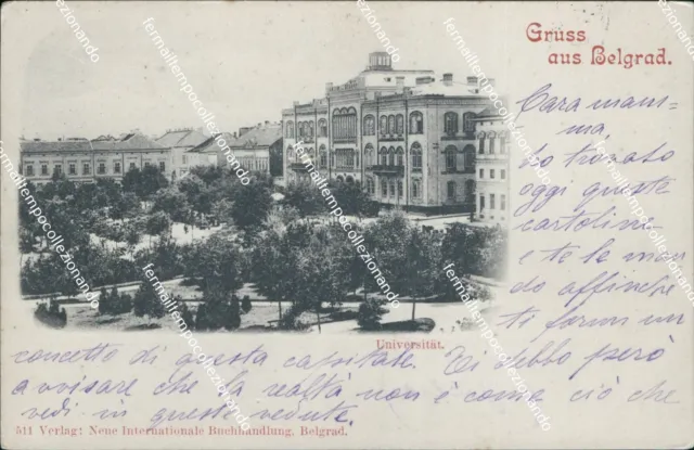 cf51 postcard greeting from belgrade belgrade university 1901 serbia