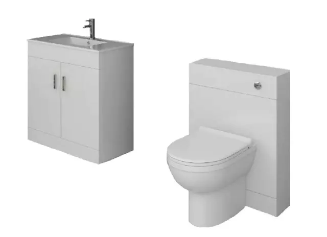 Vanity Unit with Combined Sink Toilet Bathroom Suite Furniture WC Set 1200mm