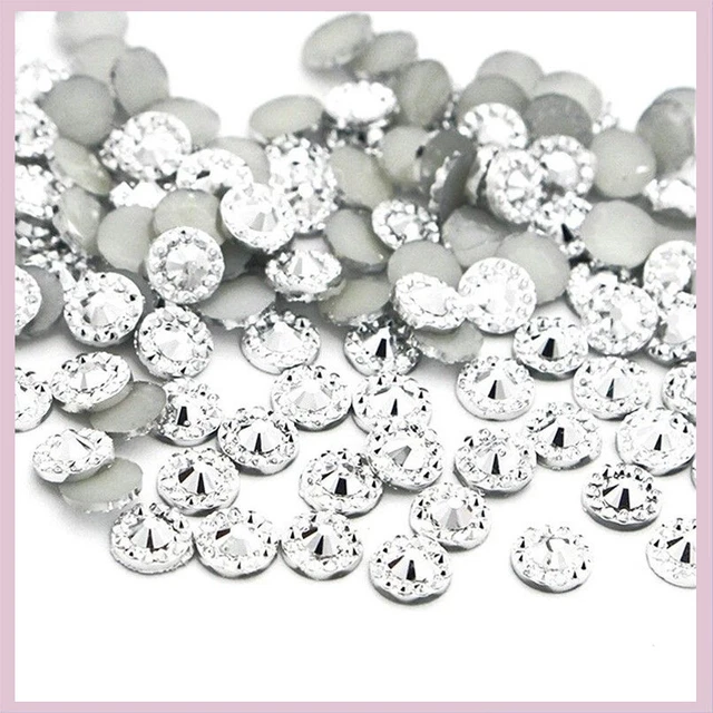 ❤️Nouveau Lot 100 Cônes Fleurs Strass Argent Bijoux Ongles Manucure Nail Art
