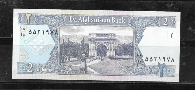 AFGHANISTAN #65a 2002 UNC  MINT  2 AFGHANIS BANKNOTE BILL NOTE PAPER MONEY