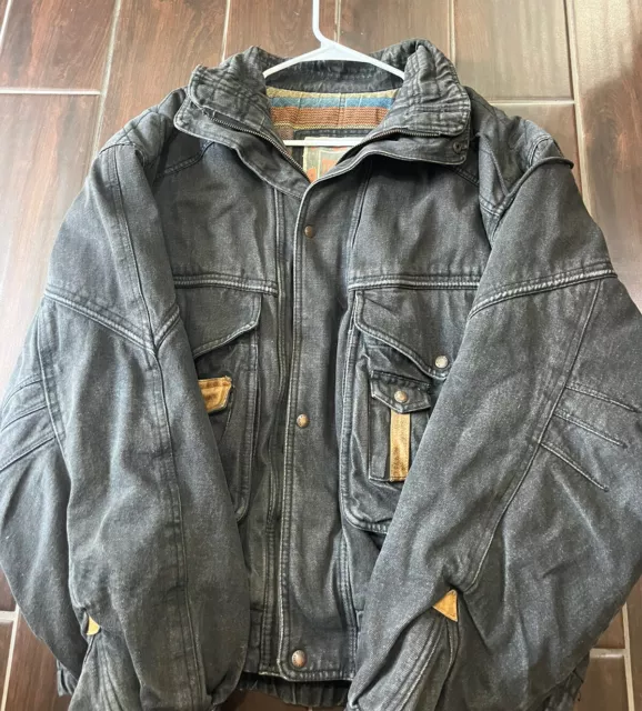 Vintage 80s Todays News Mens Bomber Jean Denim Jacket L Aztec Navajo. Heavy Duty