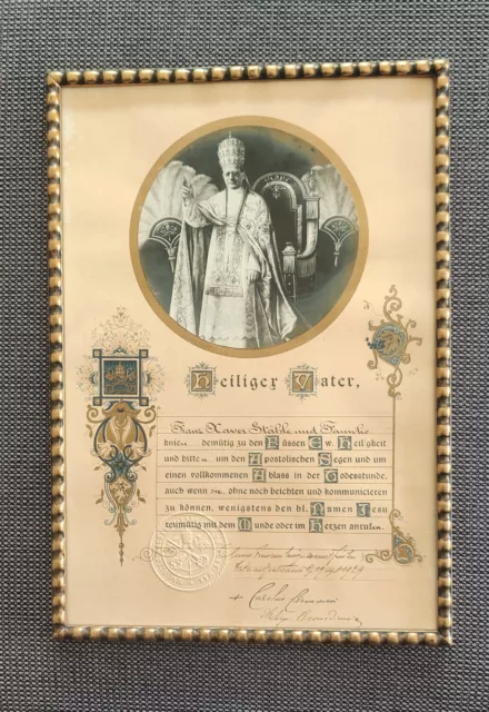 Heiliger Vater Ablass Papst Pius XI 1929 mit Rahmen