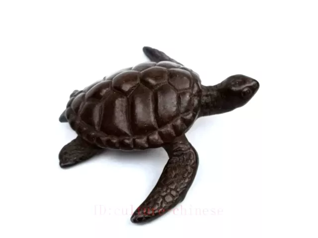 Chinese Bronze Carving Lovely Turtle Statue Pendant desk Decoration Collection