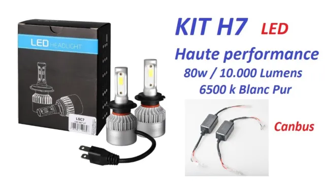KIT 2 AMPOULE LED H7 ULTRA HAUTE PERFORMANCE 80W 10.000 LUMENS pour auto  moto EUR 23,95 - PicClick FR