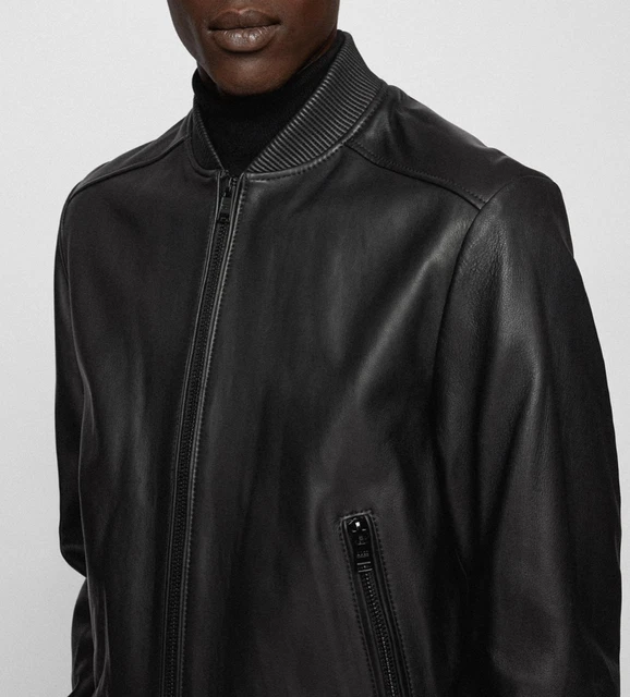 GIACCA BIKER HUGO BOSS MALBAN IN PELLE 50501052 nera taglia 46/S