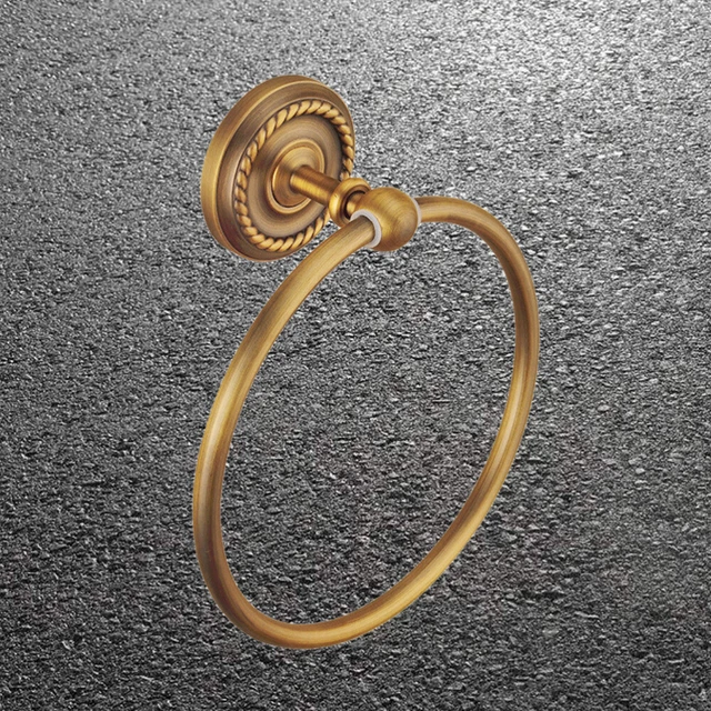 Anillo toalla de baño retro toallero soporte de pared círculo cobre toallero baño