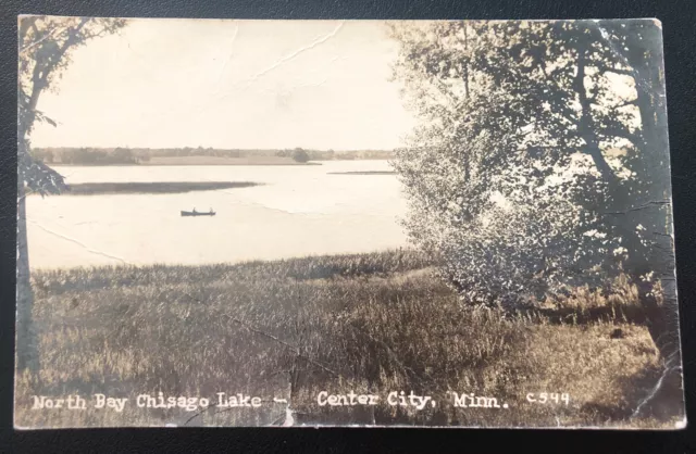 1925 RPPC Center City MN North Bay Chicago Lake To Claremont Real Photo Postcard