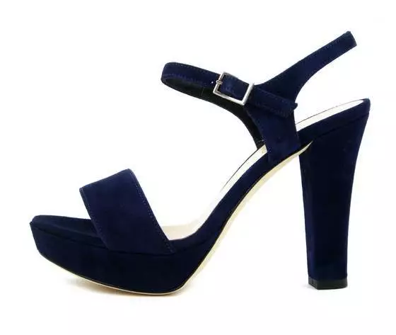 Sandales Femmes Élégant Confortable en Cuir Daim Bleu Talon Haut 11 CM & Plateau