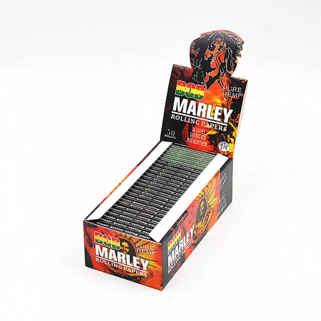 50 Pack/Box BOB MARLEY 78MM Natural Organic Cigarette Rolling Papers 1 1/4 1 Box
