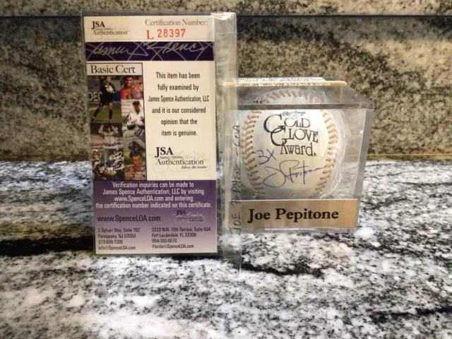 joe pepitone 3x Gold Glove Award Autograph Ball JSA COA Authentication Yankees