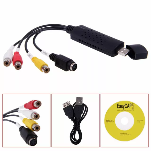 Easy Cap USB 2.0 TV Video Audio VHS to DVD Converter Capture Card Adapter New 3