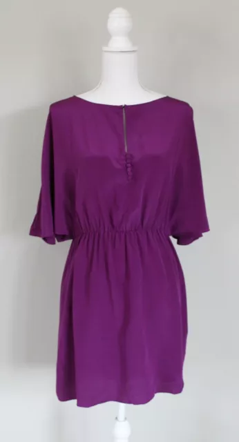 ELIZABETH & JAMES 100% Silk Penelope Dress Purple Cold Shoulder, Size Medium M 3