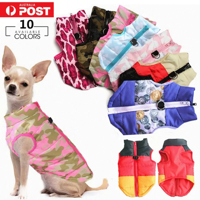 Dog Puffer Coat Pet Cat Puppy Chihuahua Clothes Zip Hoodies Jacket Warm Costume