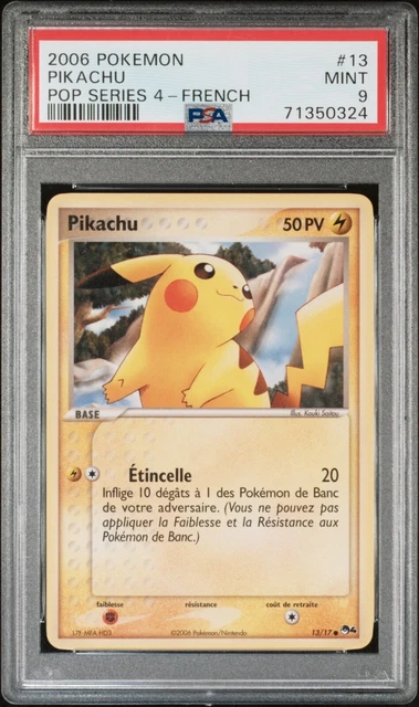 Carte Pokémon Pikachu 13/17 PSA 9 Pop Series 4  - FR 🔥