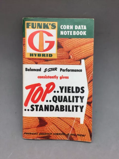Funks Hybrid Corn Data Notebook 1957 Vintage Agriculture Farm Advertising Pocket