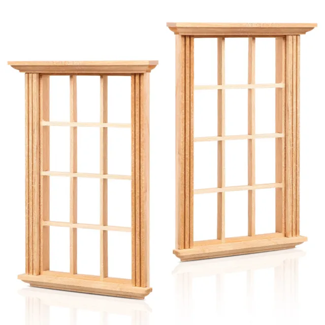 2 Pcs Modell Fensterrahmen Puppenhaus Holz Puppenhausdekoration Möbel