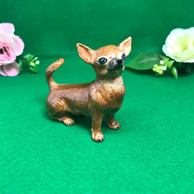 Tiny Dog Chihuahua Sit Figurine Handpaint Miniature Gift Decoration Collectible