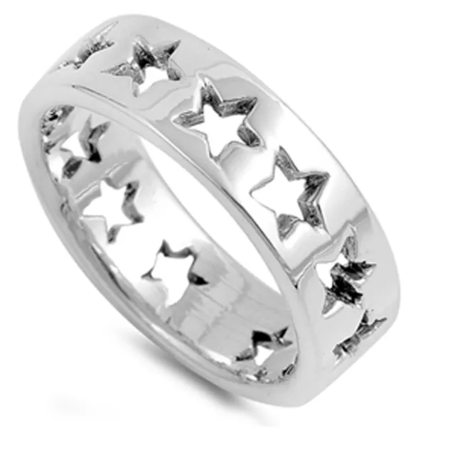 Cutout Star Filigree Friendship Cute Ring .925 Sterling Silver Band Sizes 6-10