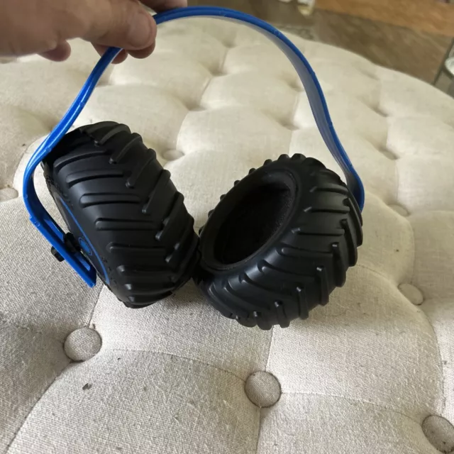 Monster Jam Truck Tire Kids Ear Muffs Headphones Blue Child Hearing Protection