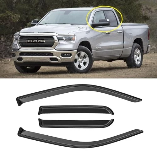 thumbnail image 2 of Black Carbon Fiber Window Pillar Posts Trim For 2019-2024 Dodge RAM 1500 (4PCS) 2 of 3