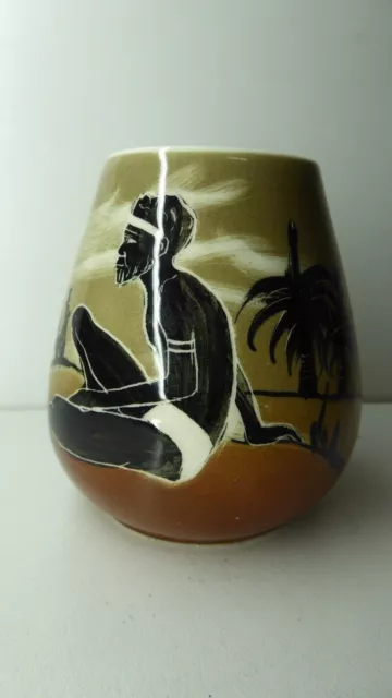 Studio Anna Pottery Vase Hand Painted Aboriginal Australian Studio