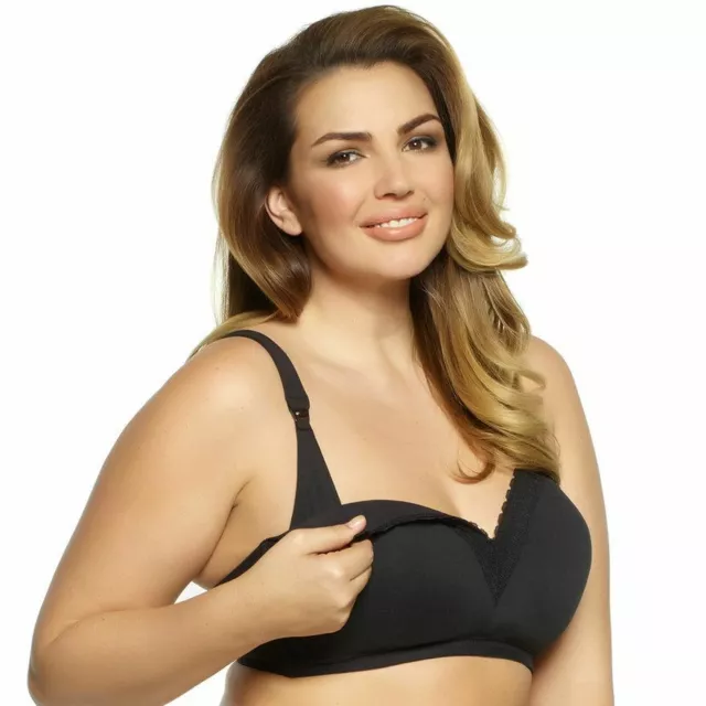 Felina 905004 Wire Free Padded Black Nursing Maternity Bra size 36D