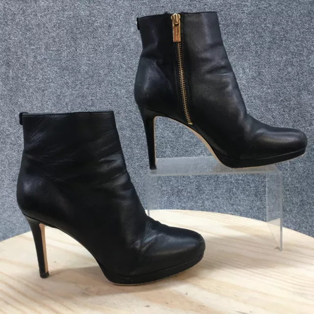 Michael Michael Kors Boots Womens 8 M Ankle Booties Stiletto Black Leather Zip