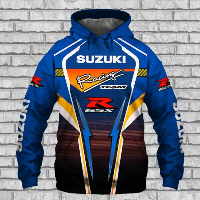 Felpa - Maglia  con cappuccio Team SUZUKI Racing  GSX Blu Bellissima UNISEX