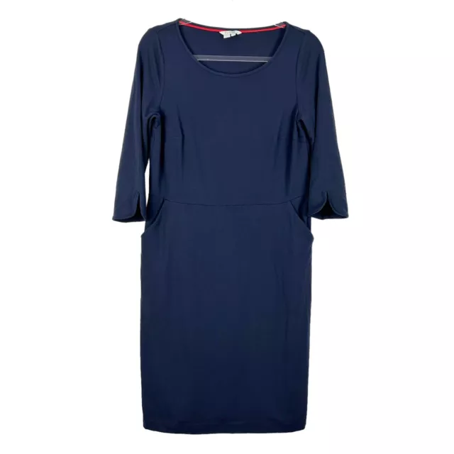 Boden Jessie Jersey Dress Womens Size 10 Navy 3/4 Sleeves