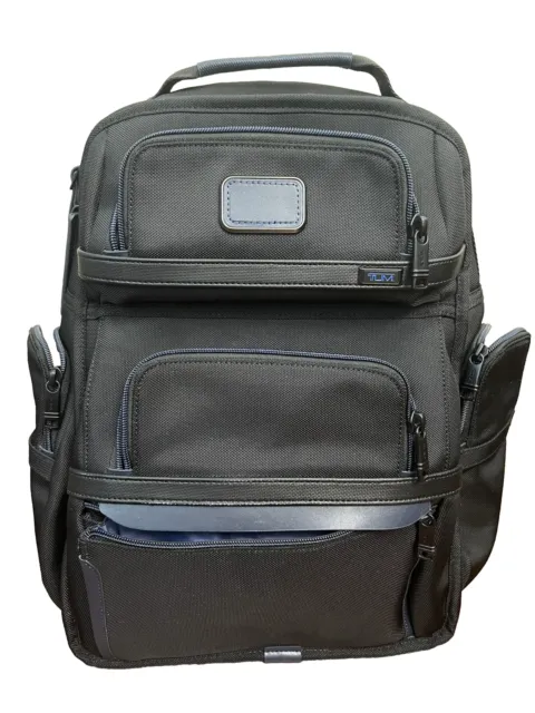 Tumi Alpha 3 Backpack Business Brief Nylon Black Bag Blue Line Excellent Cond