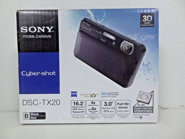 Sony Cyber-shot DSC-TX20 16.2MP 4x Optical Zoom Digital Camera Black NEW SEALED