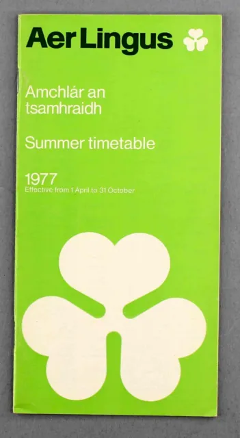 Aer Lingus Airline Timetable Summer 1977 Ireland