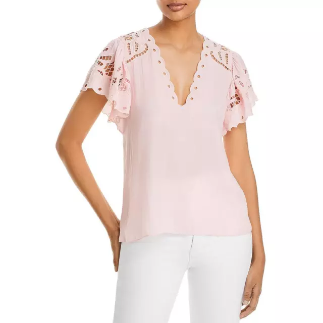 Ramy Brook Womens Rochelle V Neck Flutter Sleeve Top Blouse Shirt BHFO 7943