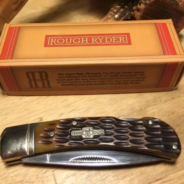 Rough Ryder Amber Jigged Bone Lock Back 3 1/8" Pocket Knife RR461