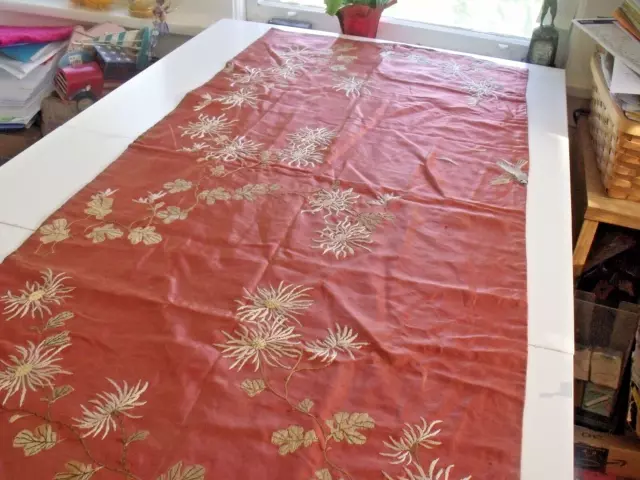 Circa 1900 Chinese Silk Embroidered Tablecloth/Runner  (23" x 47")