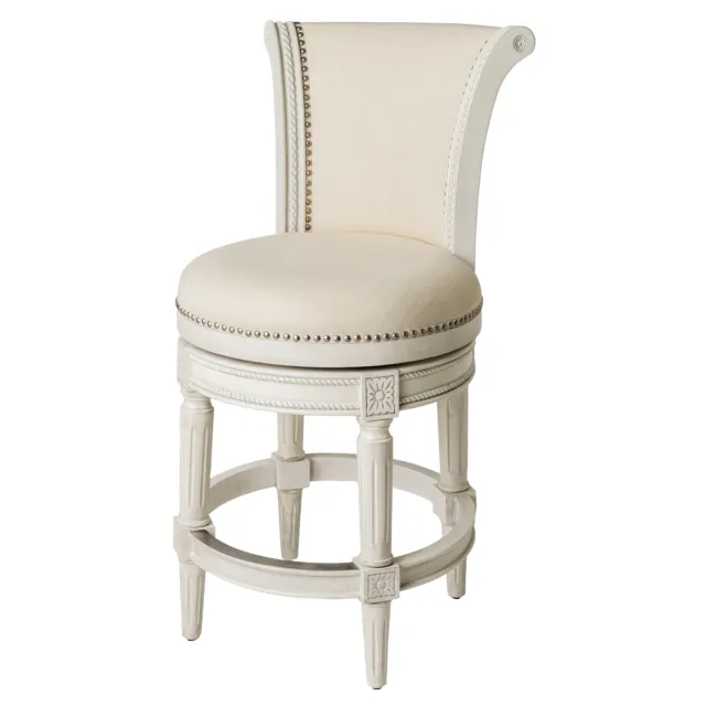 Maven Lane Pullman Counter Stool in White Oak w/ Natural Color Fabric Upholstery