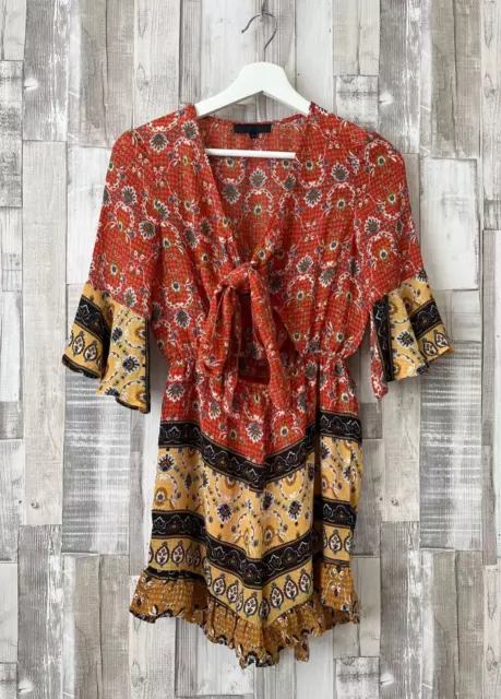 Love & Other Things Red Floral Playsuit Boho Style Size 6 - 8