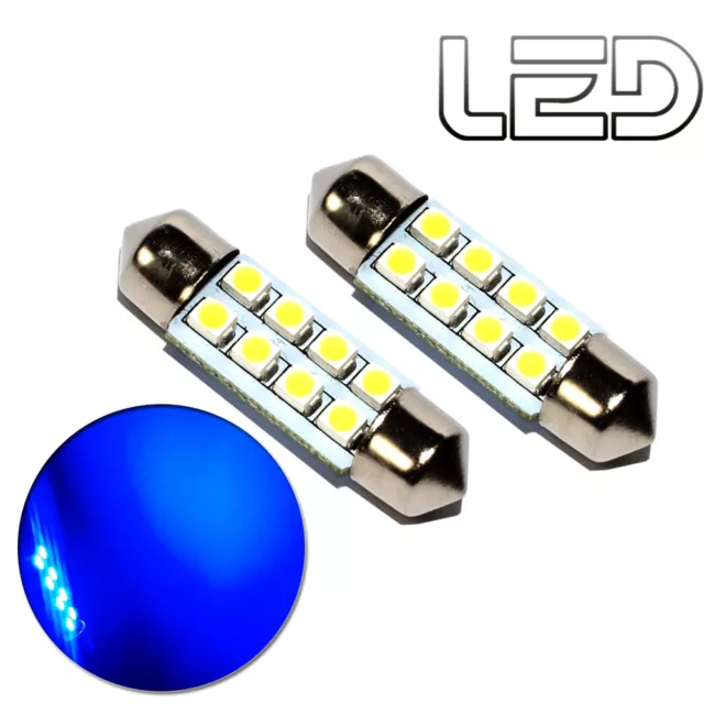 2 Ampoules navette c7w 39 mm 39mm 8 LED BLEU Habitacle Plafonnier coffre sols