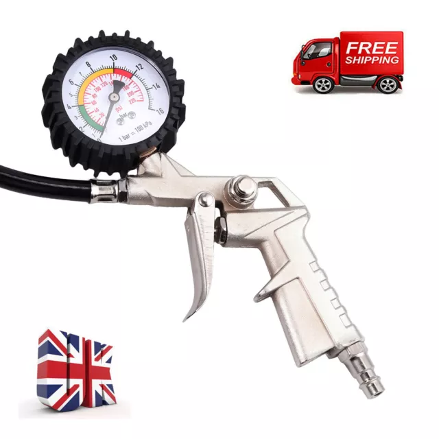 220psi Air Tyre Car Line Inflator Gauge Gun Pump Pressure Compressor Tester UK