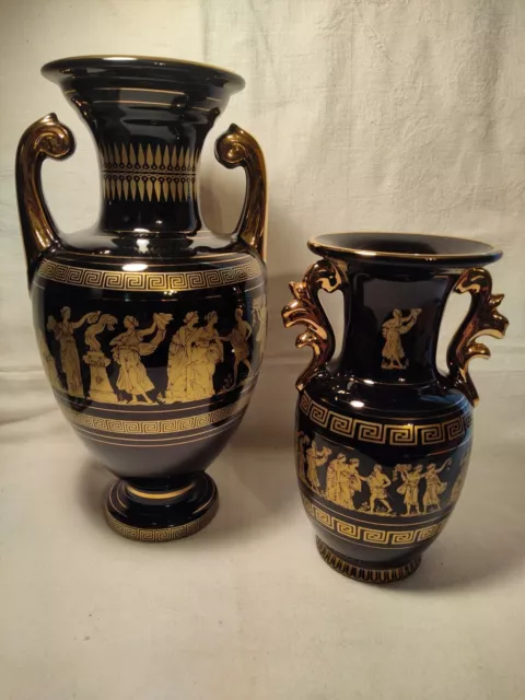 Special Fintias Ceramic Greek Vase Pare Decorated W/24k Gold
