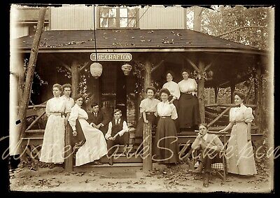 1900 photo Glass Negative THE Grafton Hotel CLUB exclusive MT GRETNA Society