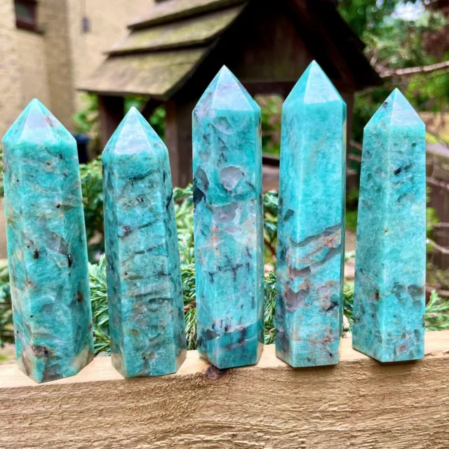 Wholesale Lot 1 Lb Amazonite with Smoky Quartz Obelisk Tower Crystal Wand Energy